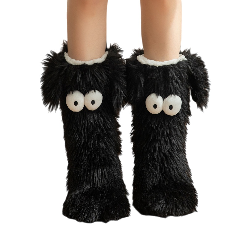 Womens Winter Cartoon Slipper Socks with Big Eyes Non-slip Floor Socks